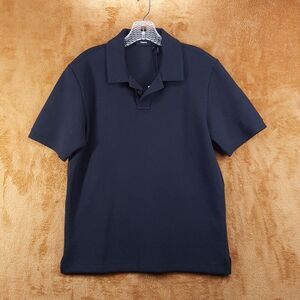 THEORY Polo Shirt Mens XS Black Short Sleeve Double Pique DELROY $165